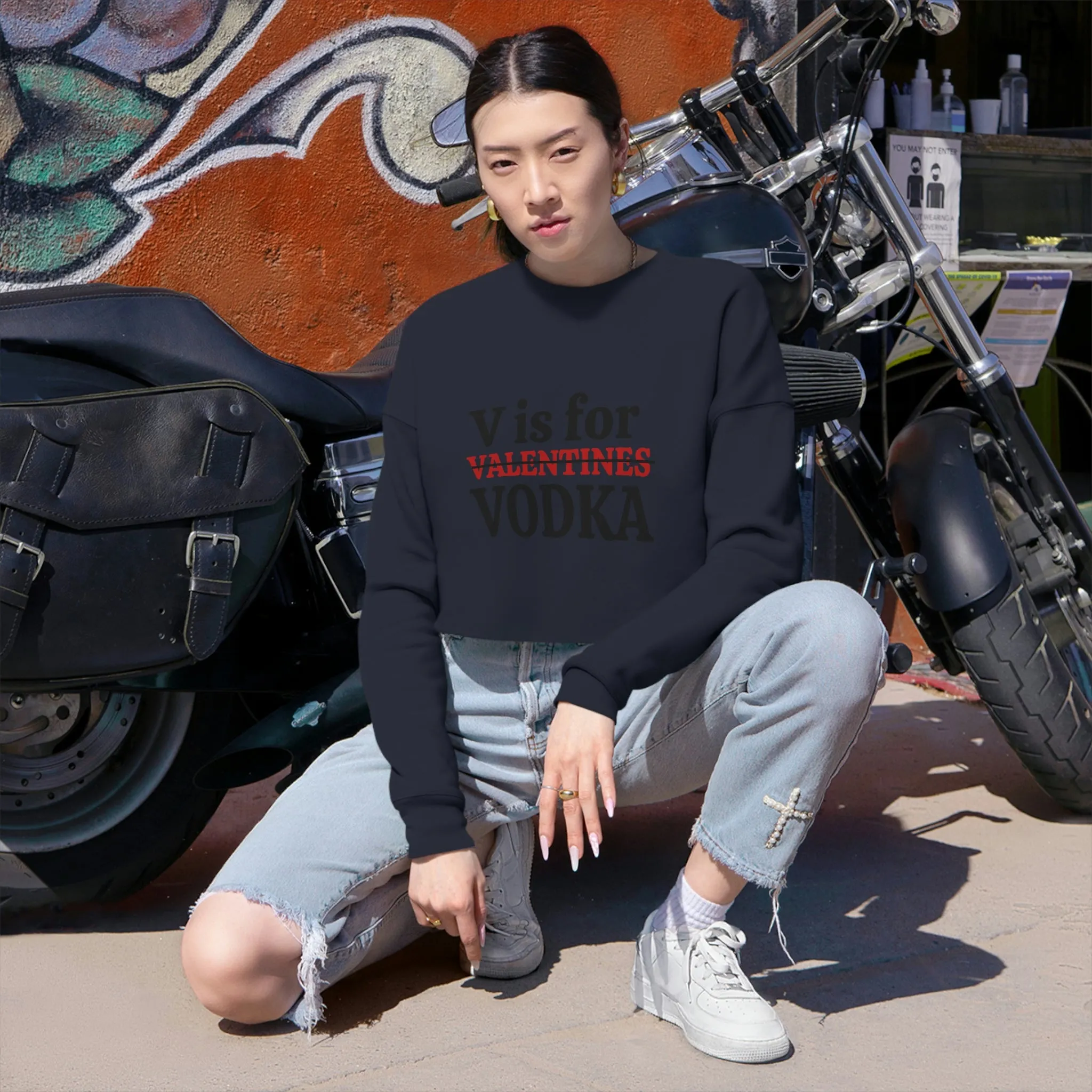 "V is for Vodka " Women's Cropped Sweatshirt