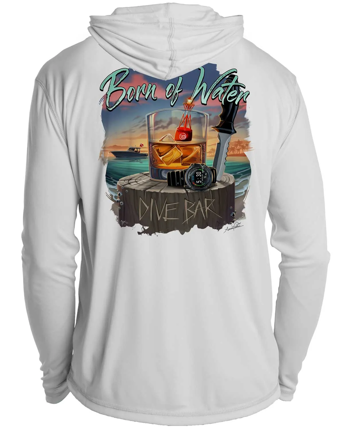 Scuba Dive Bar UV/UPF 50  Long Sleeve Hoodie