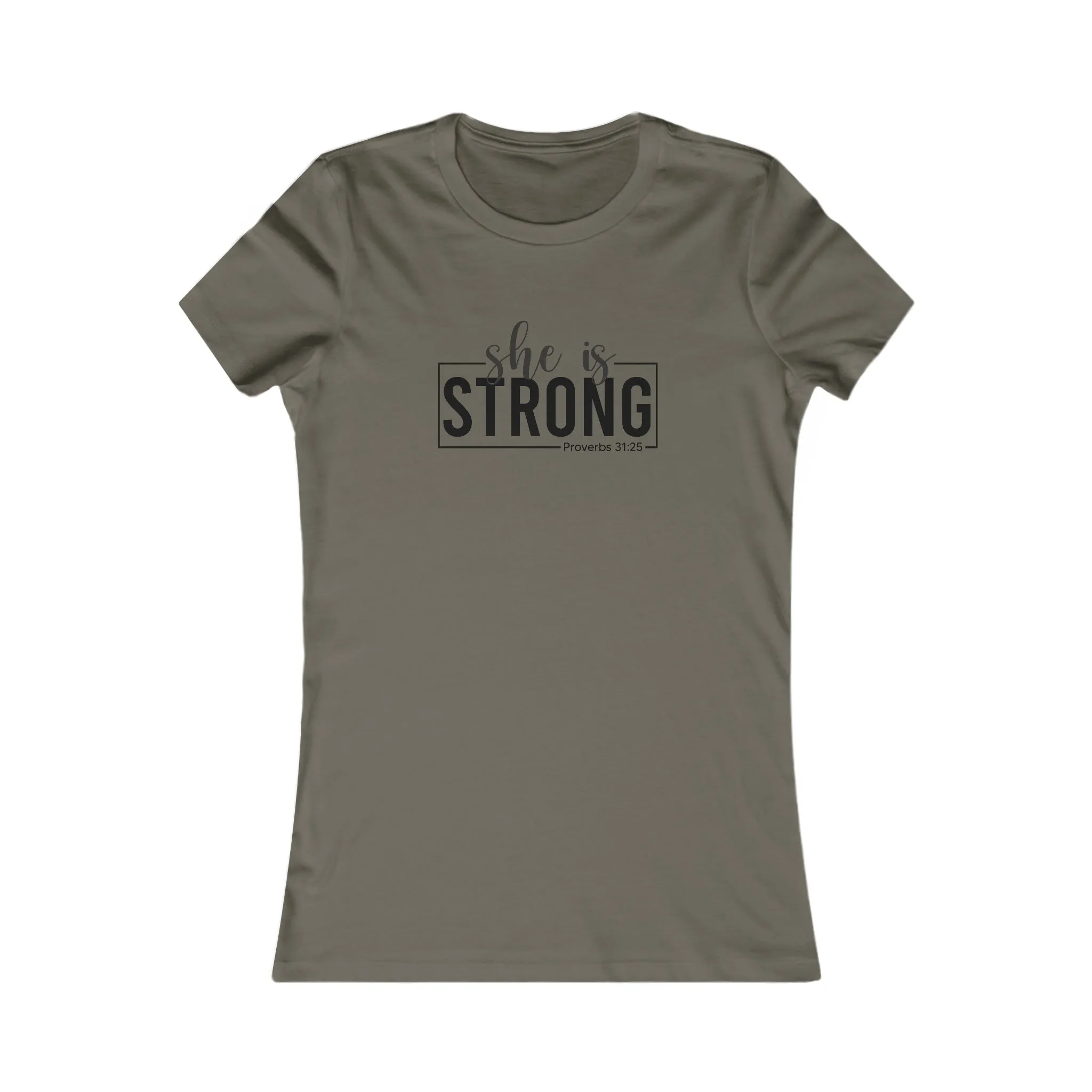 She is STRONG - Women's Favorite Tee - Black Logo - Plain Back