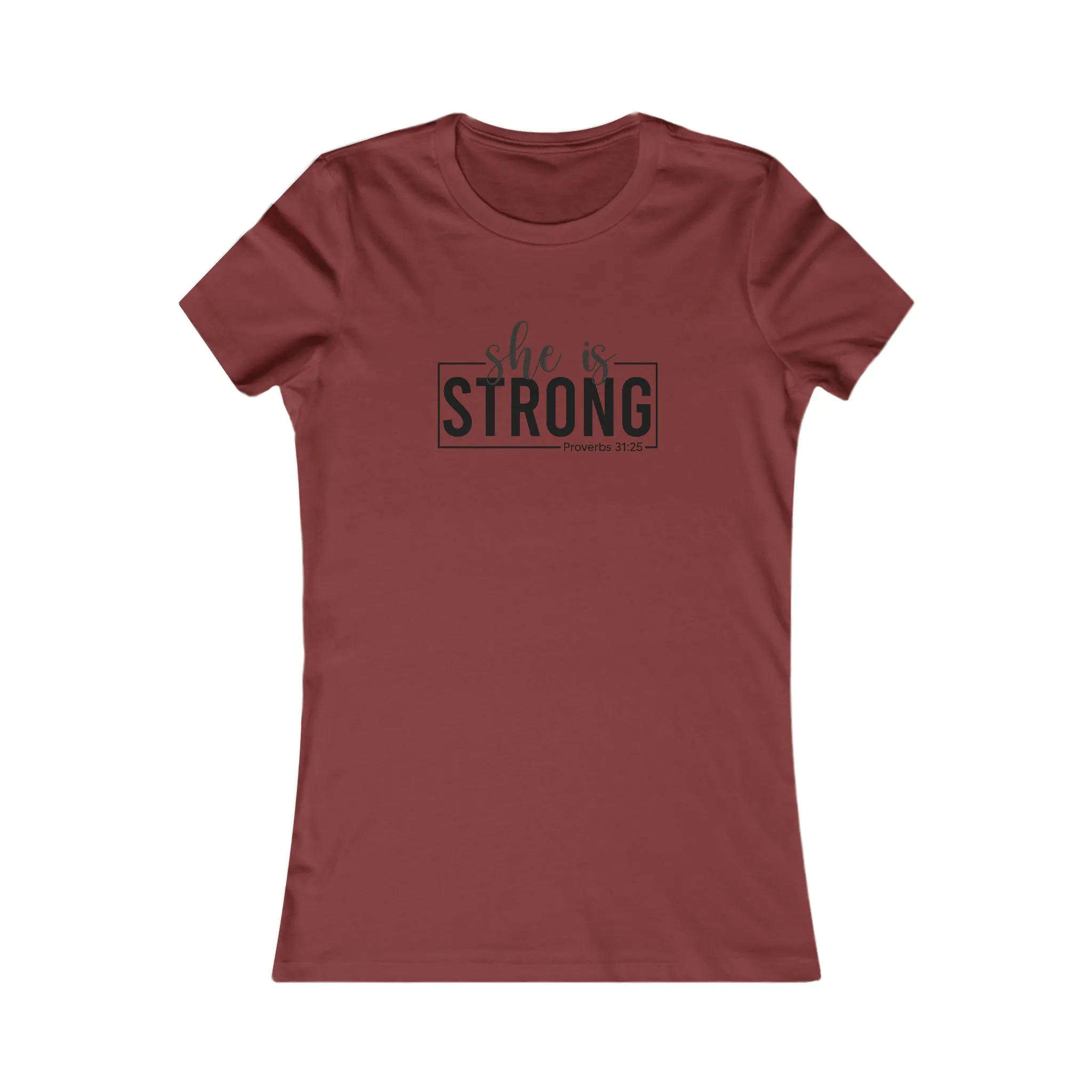 She is STRONG - Women's Favorite Tee - Black Logo - Plain Back