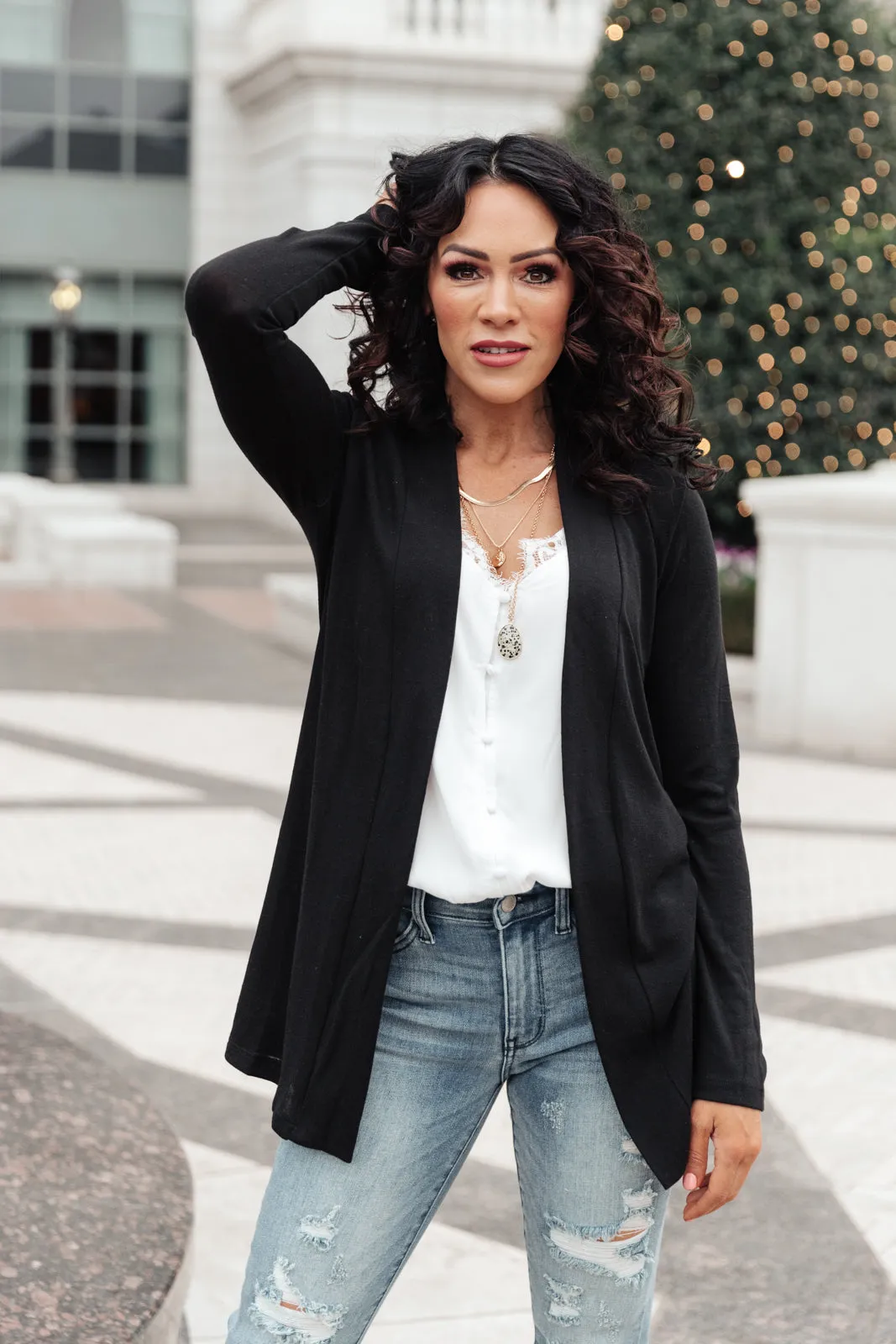 Sienna Sweater Knit Cardigan in Black