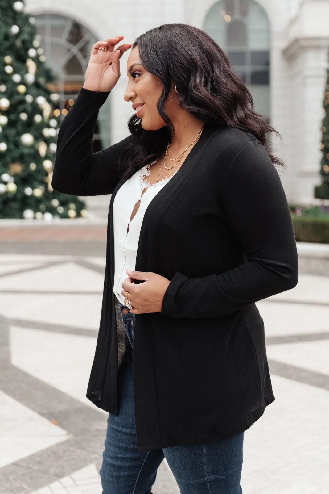 Sienna Sweater Knit Cardigan in Black