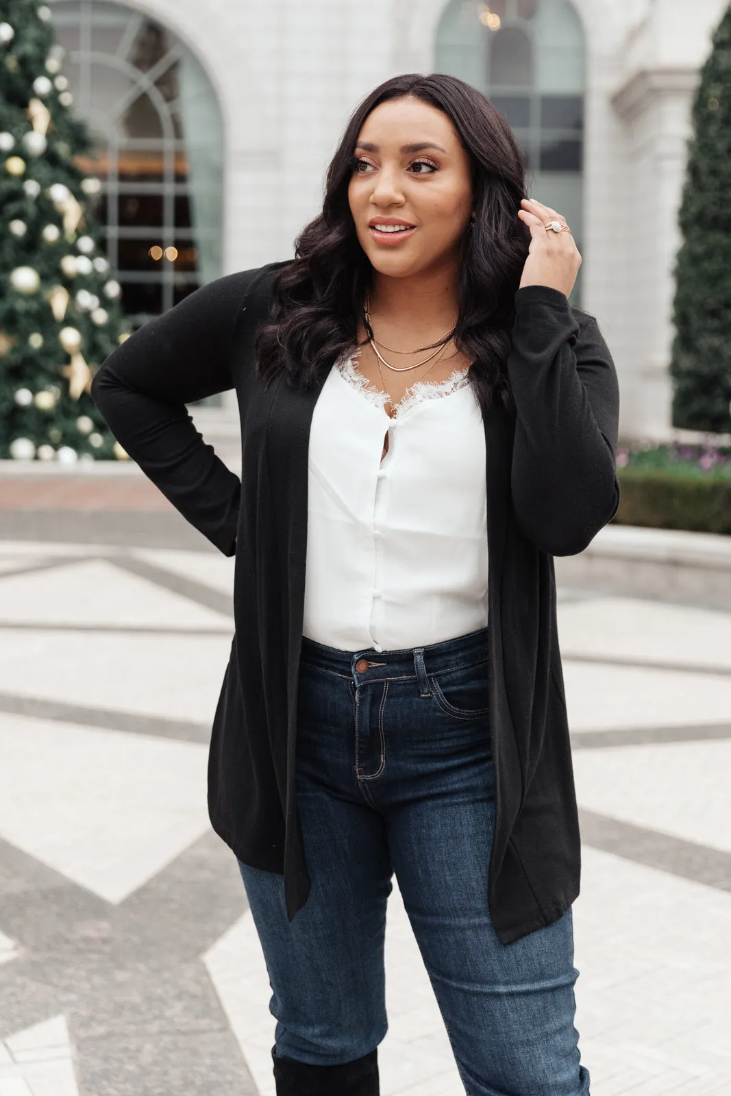 Sienna Sweater Knit Cardigan in Black