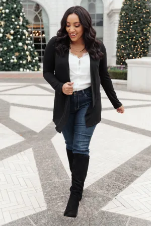 Sienna Sweater Knit Cardigan in Black