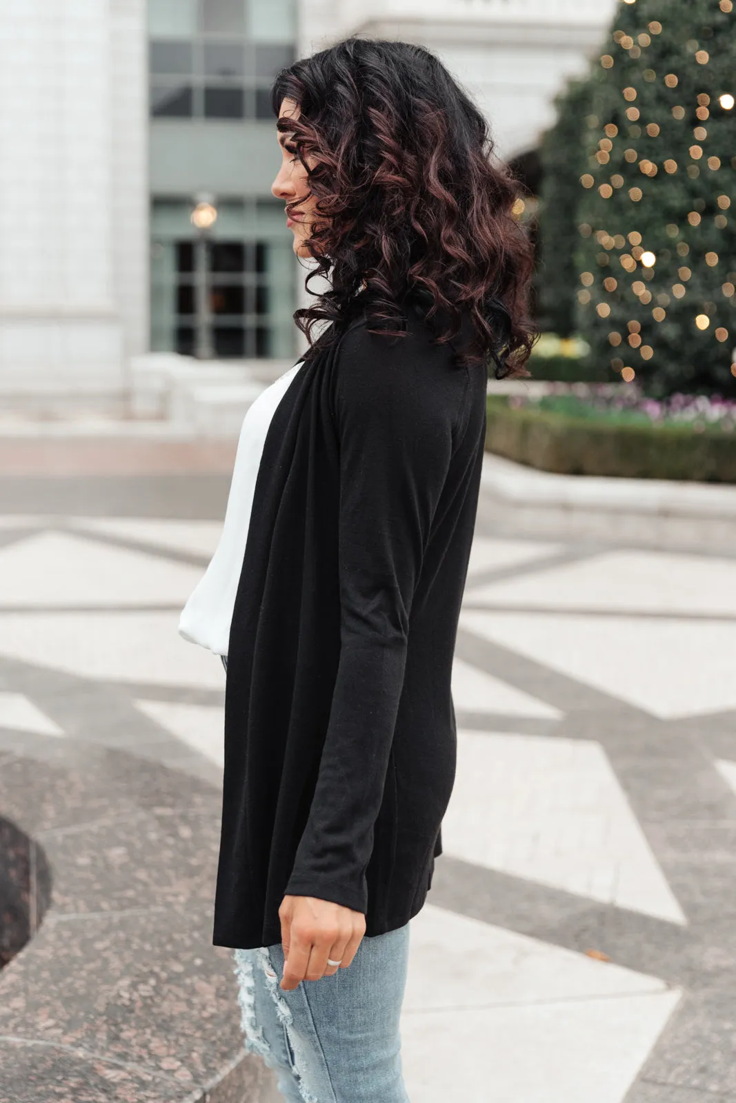 Sienna Sweater Knit Cardigan in Black