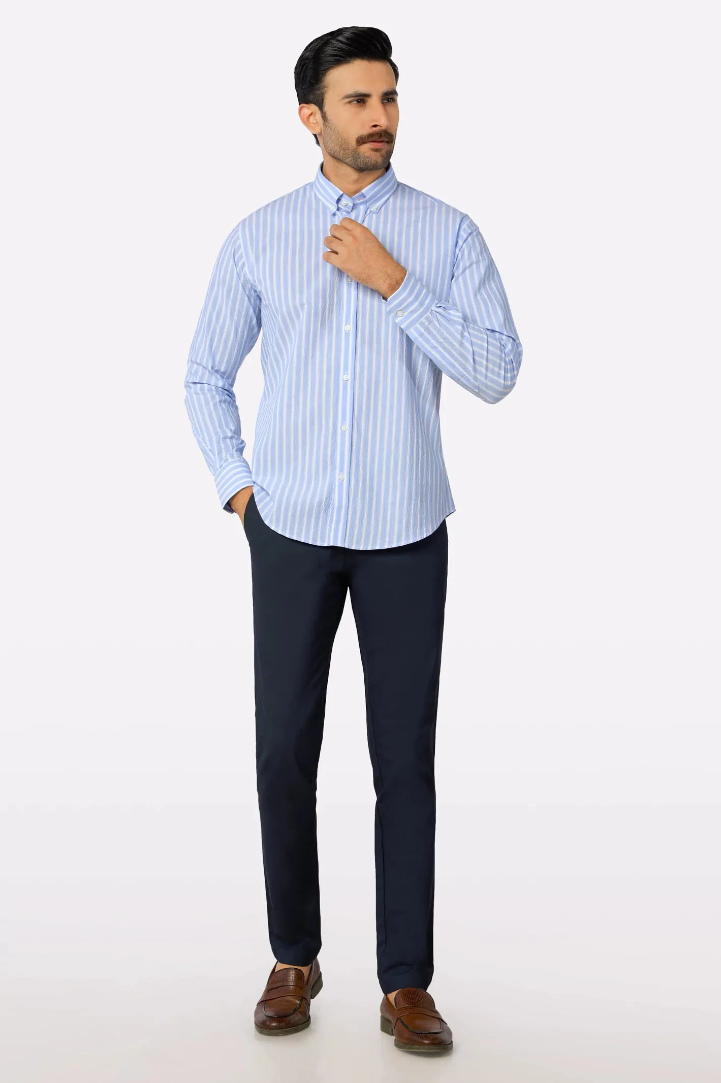 Sky Blue Stripe Casual Shirt