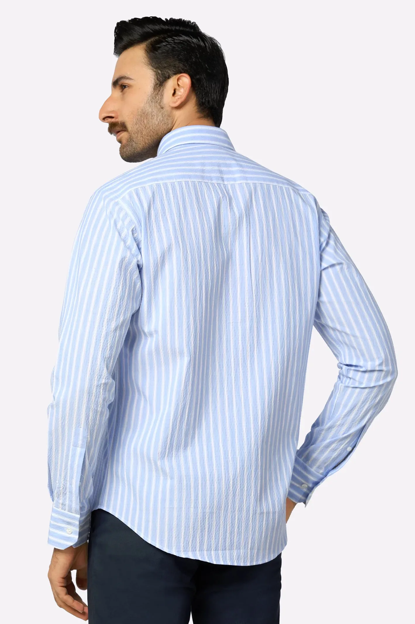 Sky Blue Stripe Casual Shirt