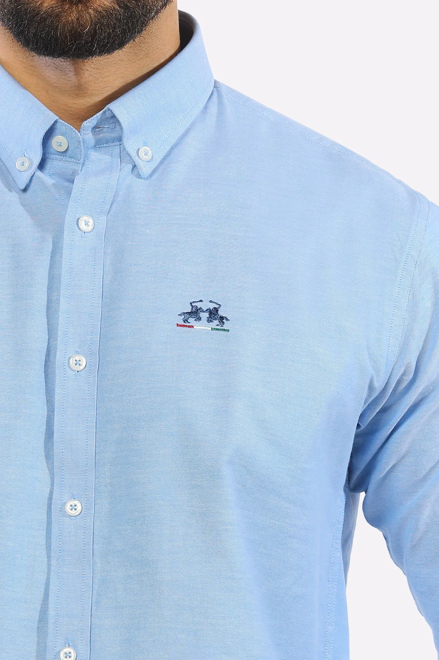 Sky Blue Textured Casual Shirt