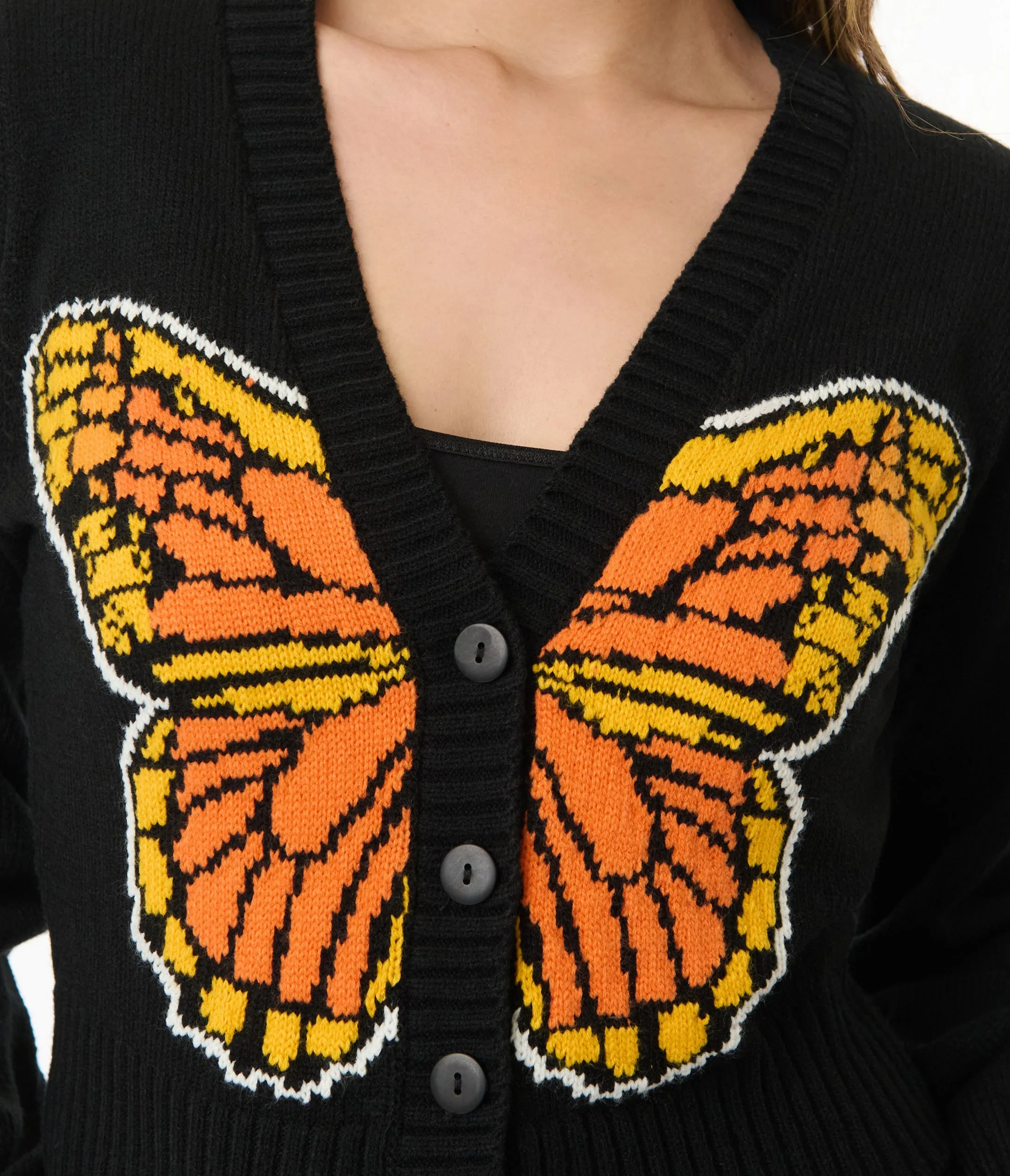 Smak Parlour 1960s Black Monarch Butterfly Cardigan