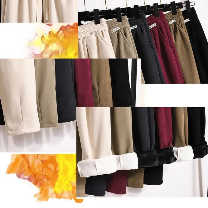 Solid Colour Warm Trousers