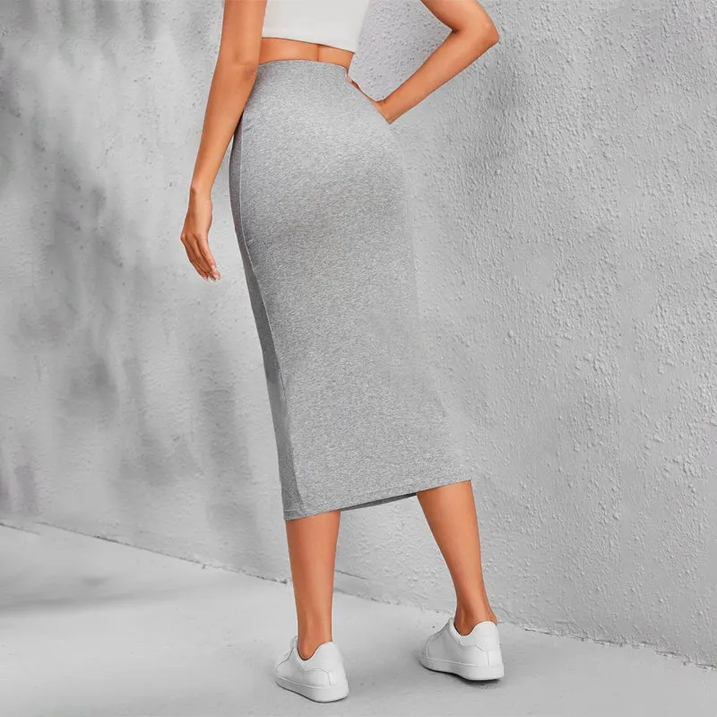 Solid Plain Pencil Skirt