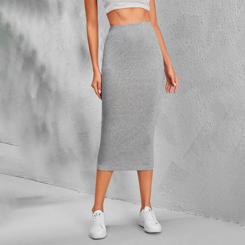 Solid Plain Pencil Skirt