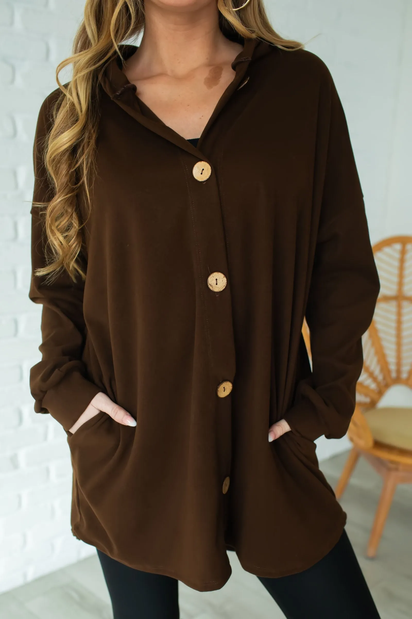 Something About Her Hooded Cardigan - Dark Brown