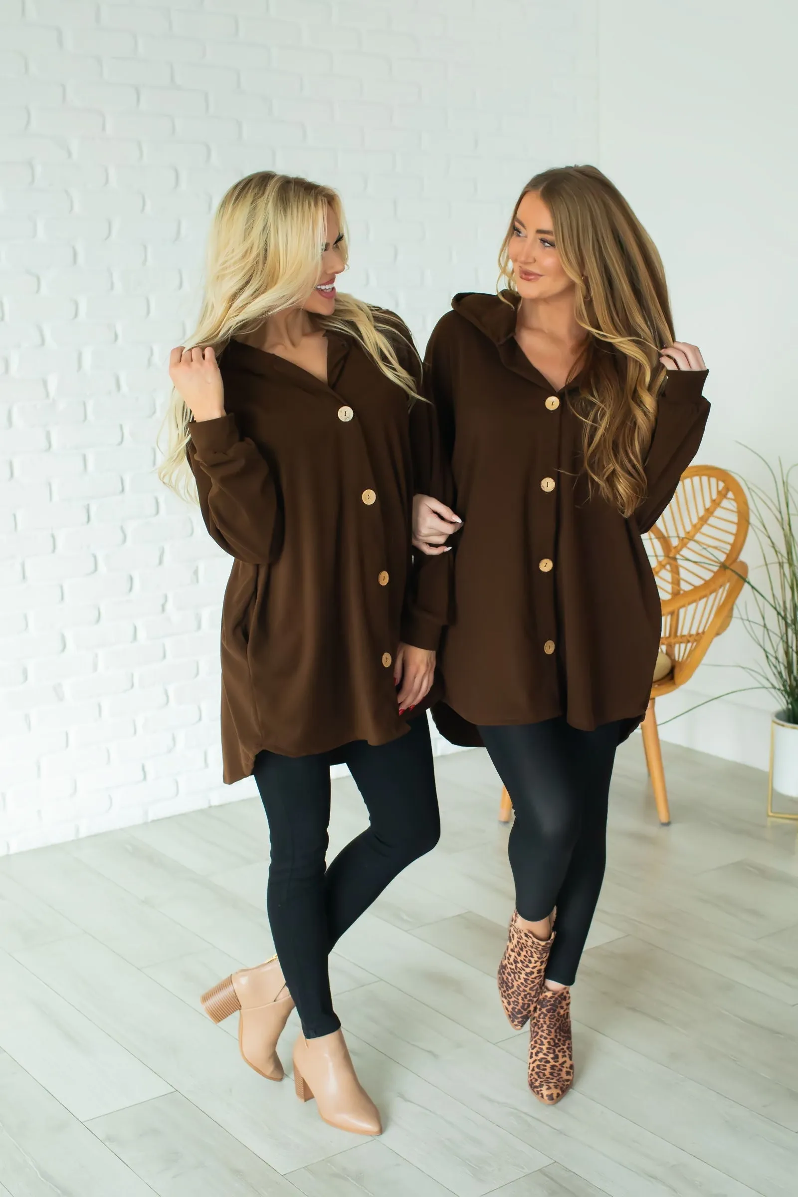 Something About Her Hooded Cardigan - Dark Brown