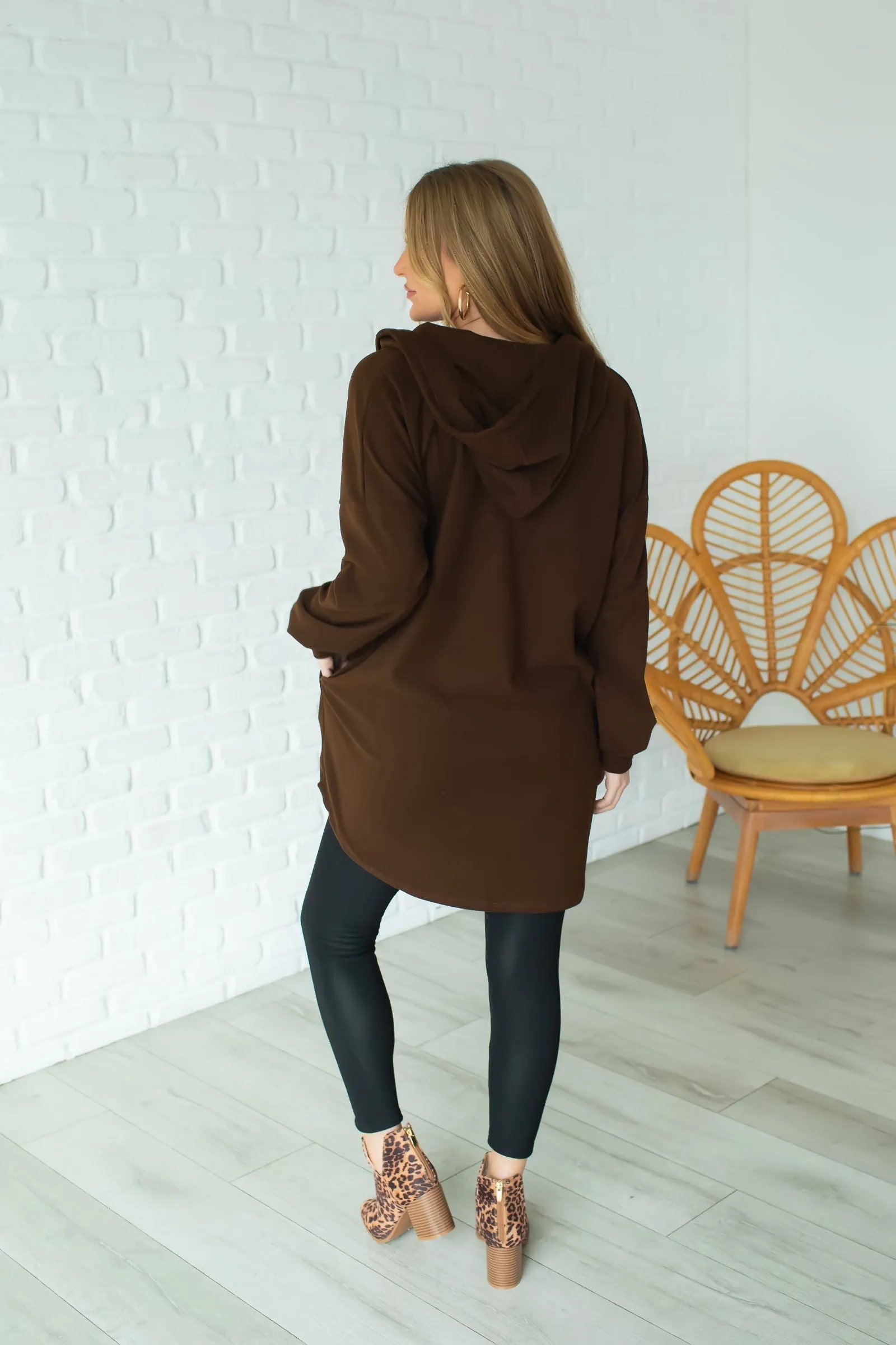 Something About Her Hooded Cardigan - Dark Brown