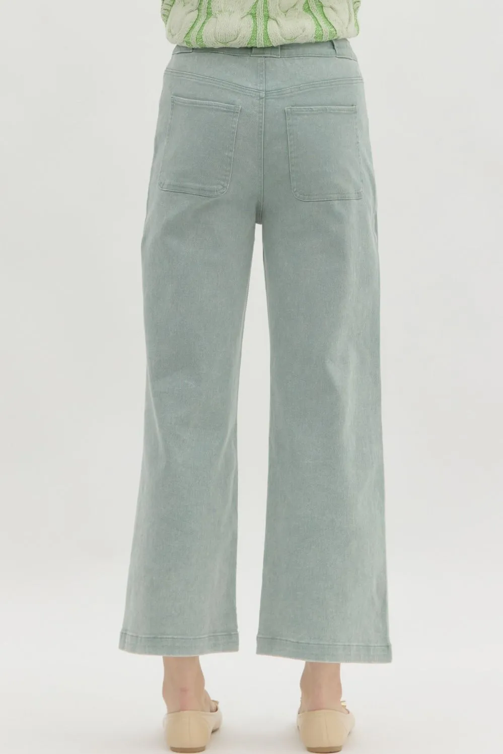 Washed Ankle Length Wide Leg Jean
