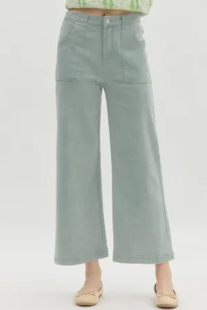 Washed Ankle Length Wide Leg Jean