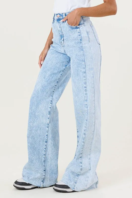 Weekender High Rise Color Block Wide Leg Jeans