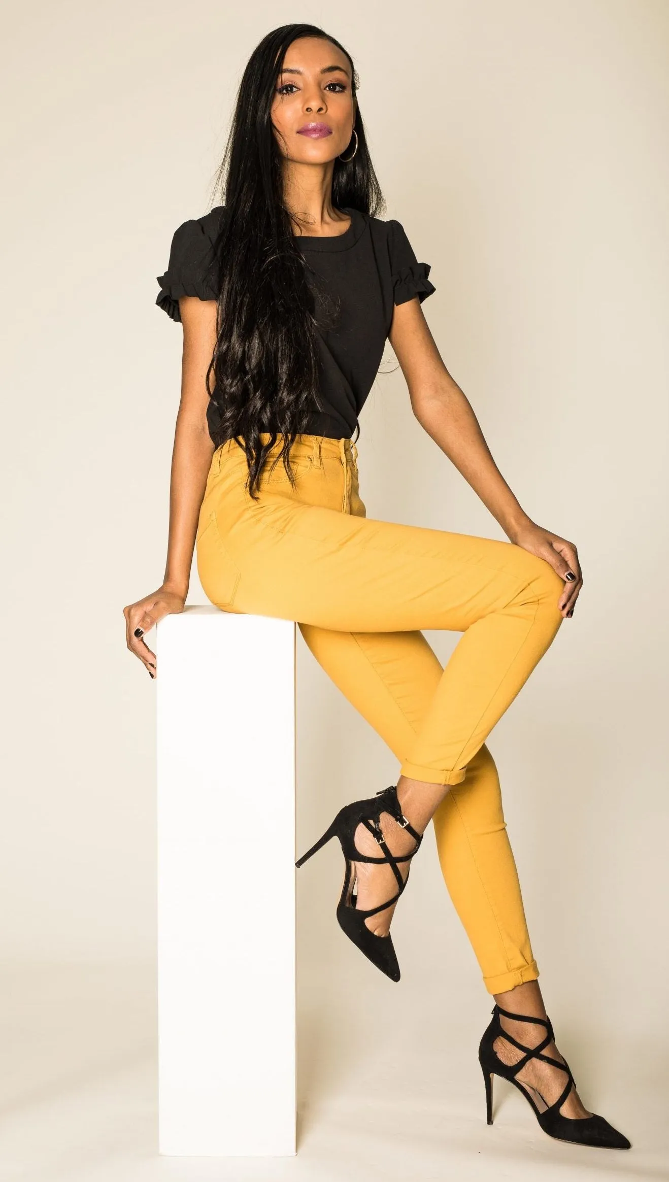 Wholesale Mustard High Waist Classic Jeans