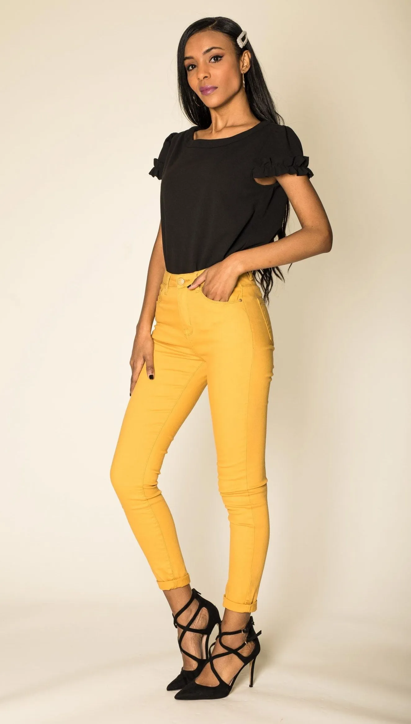 Wholesale Mustard High Waist Classic Jeans