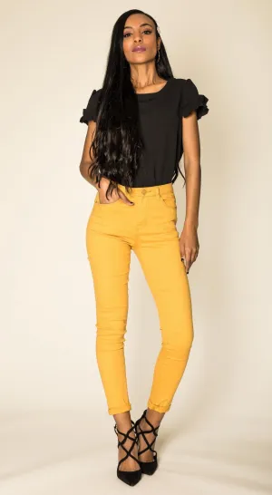 Wholesale Mustard High Waist Classic Jeans